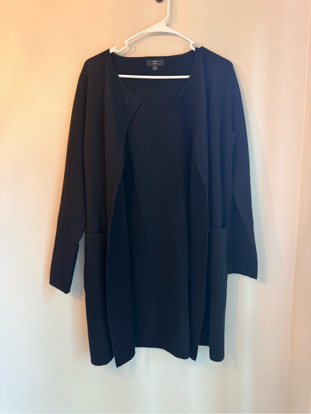 J. Crew Black Open-Front Long Cardigan